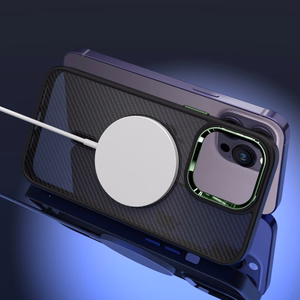 Tel Protect Magnetic Carbon Suojakuori iPhone 15 Plus:lle musta-vihreä