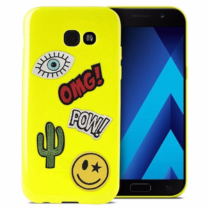 PURO Patch Mania case for Samsung Galaxy A3 (2017) with 5 decorative patches, yellow