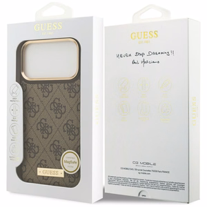 Guess 4G Logo Plate MagSafe suojakuori iPhone 17 Pro Max - ruskea