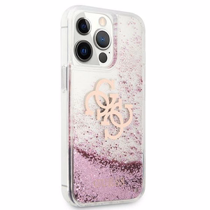 Guess GUHCP13XLG4GPI iPhone 13 Pro Max 6.7" vaaleanpunainen/vaaleanpunainen kovakotelo 4G Big Liquid Glitter