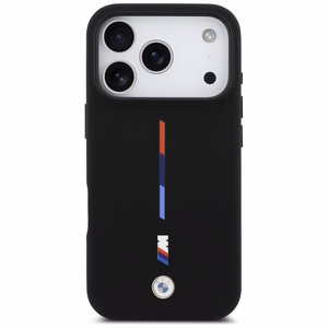BMW M Silicon Tricolor Line MagSafe Suojakuori iPhone 17 Pro - musta