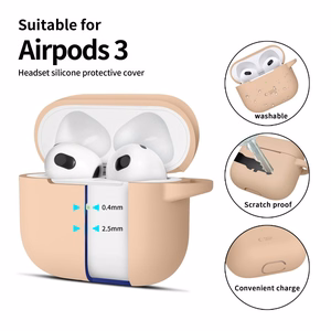 Tech-Protect Silikoninen Hook Suojakuori Apple AirPods 3:lle - beige