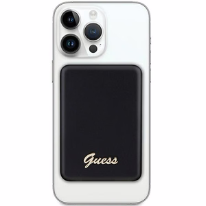 Guess MagSafe Metal Script Logo induktiovirtapankki 5W 3000mAh - musta