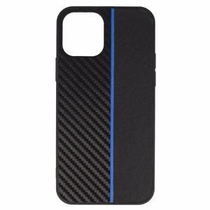 Tel Protect CARBON Suojakuori iPhone 12 Pro Max:lle musta sinisellä raidalla