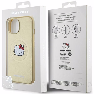 Hello Kitty Nahkainen Kitty Head MagSafe Suojakuori iPhone 15:lle - kultainen