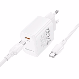 Borofone Wall charger BN28 Fuente - Type C - PD 30W with Type C to Type C cable white