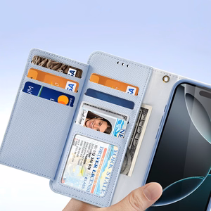 Dux Ducis Lawa Nahkainen Suojakuori iPhone 16 Pro:lle irrotettavalla magneettisella lompakolla - sininen