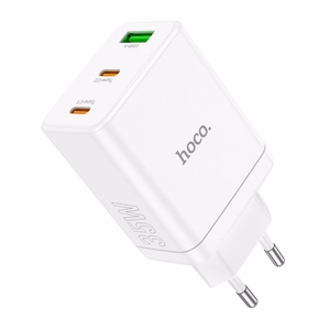 Puhelinlaturi Hoco 2 x USB C + USB A QC3.0 PD 3A 35W N33 valkoinen