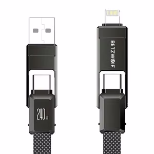 Blitzwolf BW-HDC7 4-in-1 USB+C+Lightning -kaapeli 240W 1,2 m (musta)