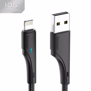 USB kaapeli Essager Rous musta Lightning 100cm LED-merkkivalolla