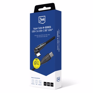 3mk Hyper Cable N-SERIES USB-C / USB-C 2m 20V/3A 60W - musta