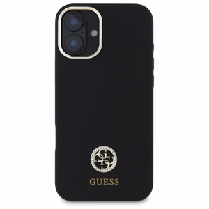 Guess Silikoninen Logo Strass 4G suojakuori iPhone 16:lle - musta