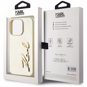 Karl Lagerfeld Wrinkled Metal Signature Suojakuori iPhone 15 Pro Max:lle - kultainen