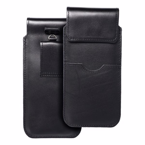 ROYAL - Nahkainen yleispussi läpällä / musta - Koko 2XL+korkea - Samsung S21 Ultra / Huawei P Smart 2021 / Xiaomi Redmi 12 / Oppo A98 5G