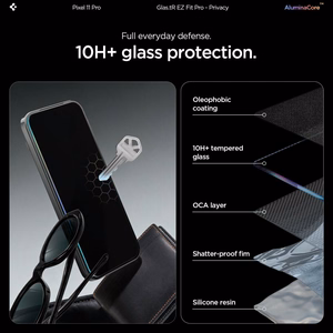 Spigen Glas.tR EZ Fit Pro HD Privacy 2 kpl yksityisyyttä suojaavia suojalaseja mallille Google Pixel Pro 9 / 9 Pro / 10 / 10 Pro / 11 / 11 Pro