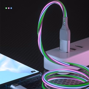 USB Kaapeli Dudao L9XT Flowing Light harmaa Type-C 100cm (LED kaapeli)