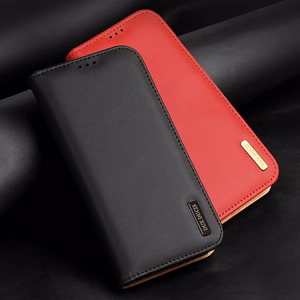 Dux Ducis Hivo Nahka Flip Cover Aitoa nahkaa Lompakko korteille ja asiakirjoille Samsung Galaxy S22 + (S22 Plus) Musta