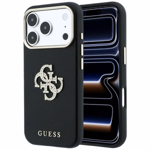 Guess Smooth & Big Strass Logo -suojakuori iPhone 18 Pro / 17 Pro – musta