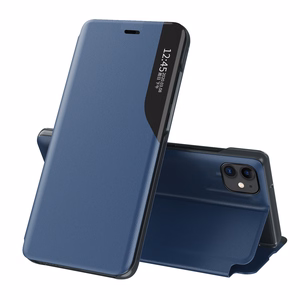 Eco Nahka View Case tyylikäs kirjahylly tyyppi tapauksessa jalusta iPhone 13 Pro Max sininen sininen