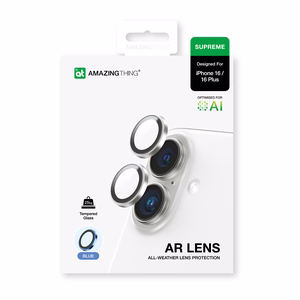 AmazingThing AR Aluminum 2 Lens Glass with Camera Lens Frame for iPhone 16 / 16 Plus - Blue