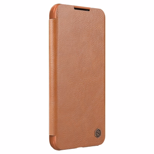 Nillkin Qin Nahka Pro Case Kotelo Samsung Galaxy S22+ (S22 Plus) Kamera Protector Holster Cover Flip Case Ruskea