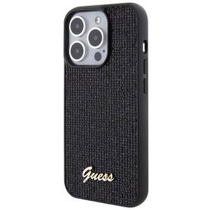 Guess Disco Metal Script Suojakuori iPhone 15 Pro:lle - musta