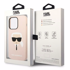 Karl Lagerfeld KLHCP14LSLKHLP iPhone 14 Pro 6.1 "kovakotelo vaaleanpunainen / vaaleanpunainen Silikoni Karl`s Head
