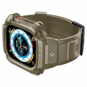 Spigen Rugged Armor Pro - Ranneke ja suojakuori Apple Watch Ultralle 49 mm (Vintage Khaki)