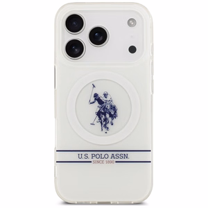 US Polo DH and Bottom Stripe Logo MagSafe Suojakuori iPhone 17 Pro:lle - Valkoinen