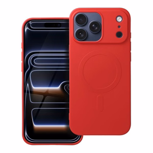 Silikoninen Mag Cover iPhone 17 PRO MAX:lle MagSafe-yhteensopiva (iso reikä) punainen