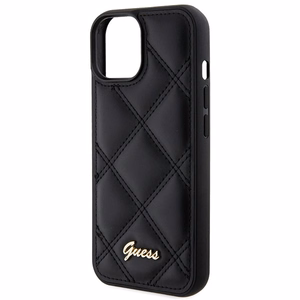 Guess Quilted Metal Logo Suojakuori iPhone 15:lle - musta