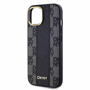 DKNY Nahkainen Checkered Mono Pattern MagSafe Suojakuori iPhone 14/15/13:lle - Musta