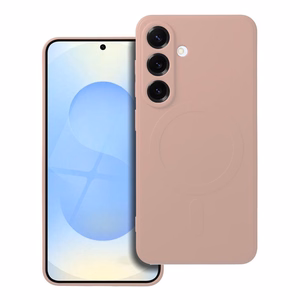 Silikoninen Mag Cover Samsung S25:lle yhteensopiva MagSafen kanssa vaaleanpunainen