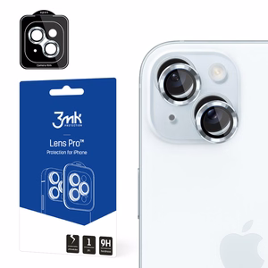 3mk Lens Protection Pro kameran suojalasi sinisellä kehyksellä iPhone 15:lle
