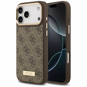 Guess 4G Logo Plate MagSafe suojakuori iPhone 17 Pro Max - ruskea