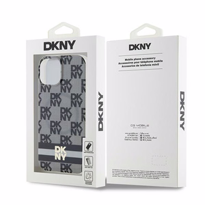 DKNY IML Ruudullinen Mono-kuvio ja Painetut Raidat MagSafe Suojakuori iPhone 15/14/13:lle - musta
