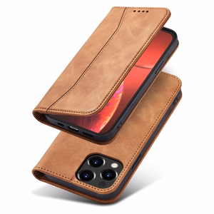 Magneetti Fancy Case Kotelo iPhone 13 Pro Max pussi kortti lompakko kortin haltija Brown