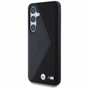BMW Nahkainen Oversized Stripes MagSafe Suojakuori Samsung Galaxy S25:lle - musta