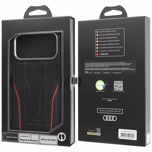 Audi R8 aitonahkainen MagSafe-suojakuori iPhone 17 Pro Max - musta ja punainen
