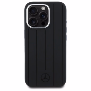 Mercedes MEHMP16L23SUVSK iPhone 16 Pro 6.3" musta/musta kovakuori Silicone Vertical Tonal Stripes MagSafe