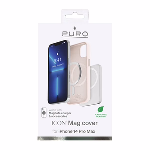 Puro Icon Mag MagSafe Silikoninen Suojakuori iPhone 14 Pro Maxille - vaaleanpunainen