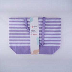 Alpina raidallinen rantalaukku, 49.3 × 16 × 34 cm, violetti ja valkoinen