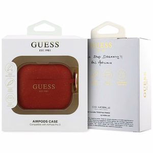 Guess Silicone Glitter Ring Suojakuori AirPods Pro 3:lle punainen ja glitter