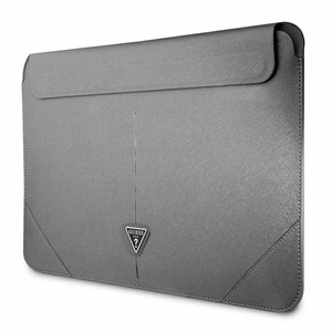 Guess Saffiano Triangle Logo suojakuori 14 tuuman kannettavalle - hopeinen