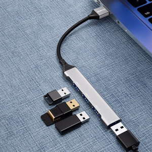 Dudao A16B 4-in-1 USB-keskitin, USB-A–4 × USB 3.0, harmaa