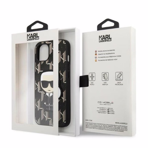 Karl Lagerfeld KLHCP13SPMNIKBK iPhone 13 mini 5.4" kovakuori musta/musta Monogram Ikonik Patch