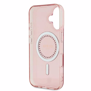 Guess IML Rhinestones MagSafe Suojakuori iPhone 16:lle - vaaleanpunainen
