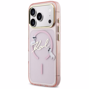 Karl Lagerfeld IML Choupettes Karl Script Logo MagSafe Suojakuori iPhone 17 Prolle - vaaleanpunainen