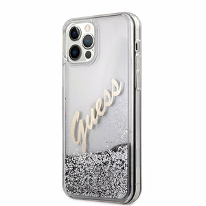 Guess GUHCP12LGLVSSI iPhone 12 Pro Max 6.7" hopea/hopea kovakotelo Glitter Vintage Script