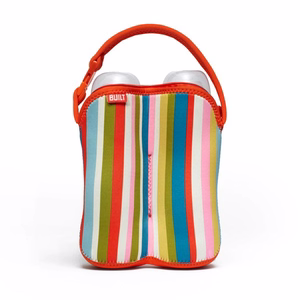 BUILT Bottle Buddy eristetty neopreenilaukku kahdelle pullolle, Baby Pink Stripe